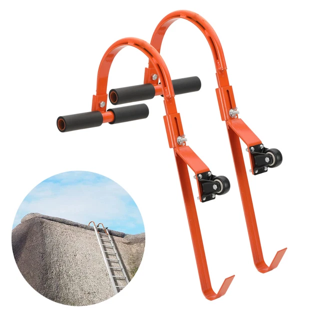 2 Pack Ladder Roof Hook w/ Wheel Ladders Stabilizer Holder for Steep Pitch Roof
