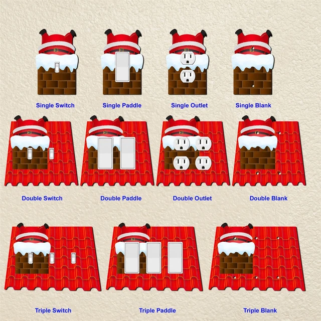 Santa Stuck in Chimney Wall Plate Switch Paddle Outlet Rocker Cover Wallplates