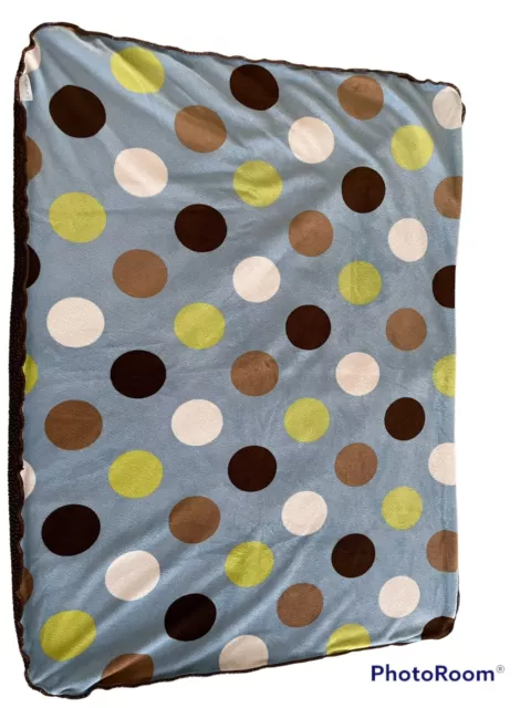 Baby Blanket Carters Just One You Infant Boy Polka Dots Minky Sherpa Brown Blue