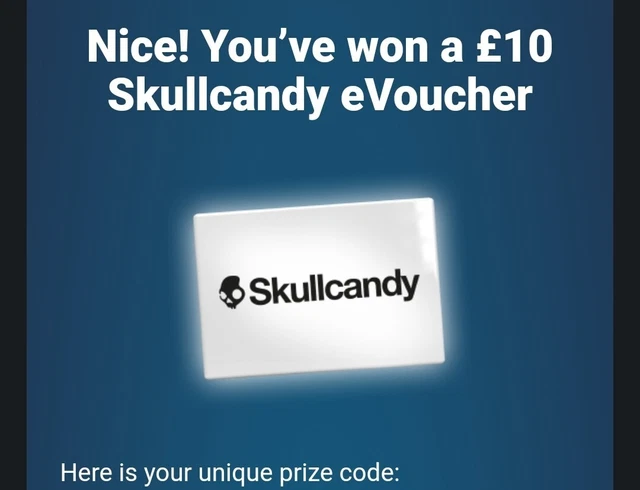 £10 Skullcandy eVoucher UNUSED INSTANT DELIVERY