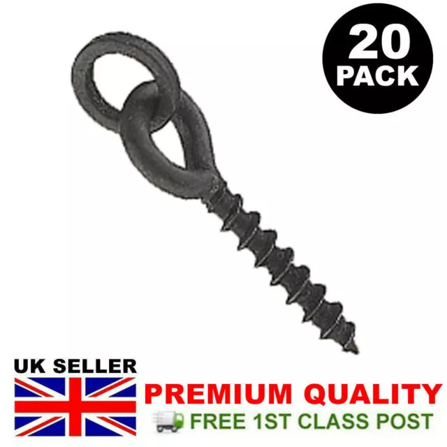 20 X Bait Screws With 3.1Mm Rig Rings Carp Fishing Terminal Tackle Chod Pop Ups