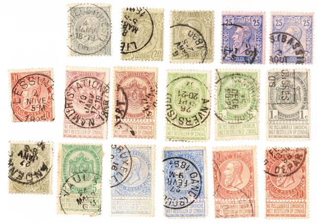 17 timbres Belgique / België / Belgium années 1890