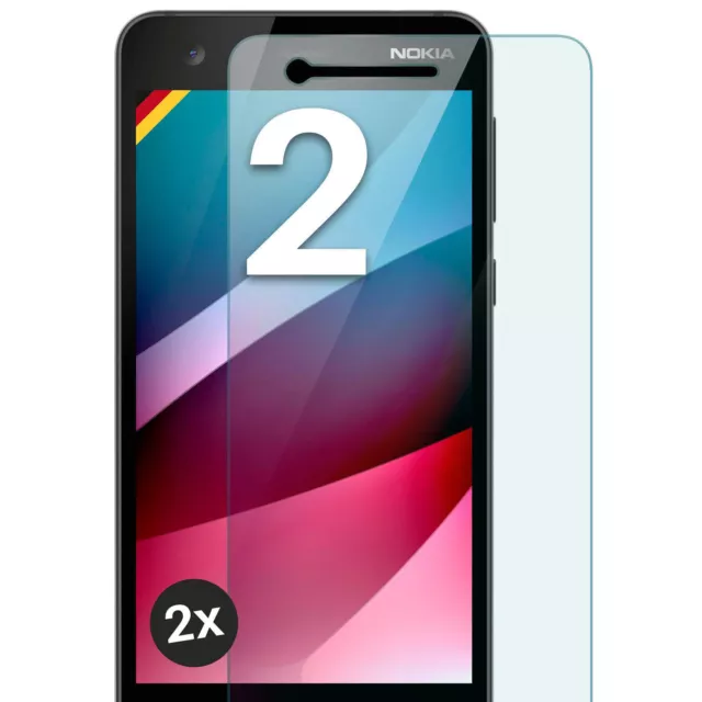 2x Echt Glas für Nokia 2 Panzerfolie Handy Hartglas HD Premium Displayschutz