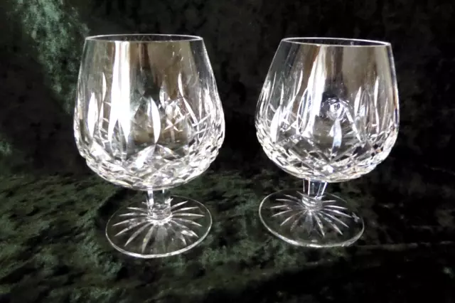 Vintage Pair (2) Waterford Crystal Lismore Pattern Brandy Glass Balloon Snifters