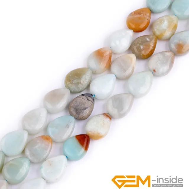 Natural Colorful Amazonite Gemstone Teardrop Beads Jewelry Making 15" 10x14mm YB