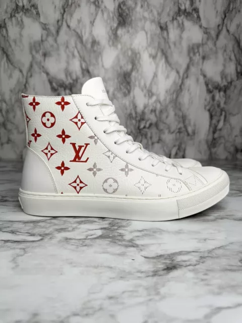 NEW AUTH LOUIS VUITTON ZIP UP MEN PEACE SIGN HIGH TOP SNEAKERS LV 6.5 / 7.5  US