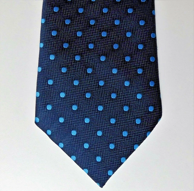 Cravatta a pois vintage anni '70 St Michael M&S blu macchie lavabile