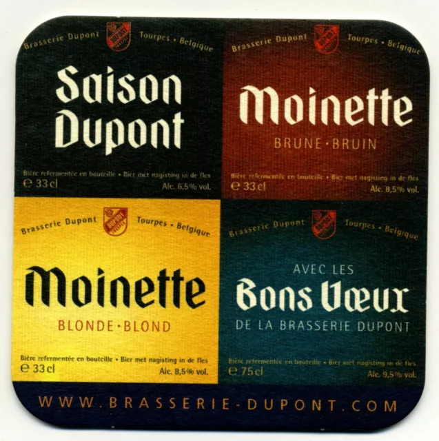 Années 90 : Bière, brasserie Dupont, moinette, brune, blonde (sous bock)