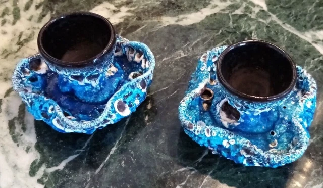 Ancien Pichet Aiguière En Céramique Bleue - Écuele - Vintage Décoratif