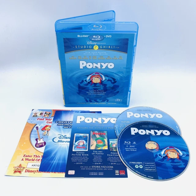 PONYO (BLU-RAY/DVD, 2010, 2-Disc Set) w/ Inserts, Disney, Studio Ghibli