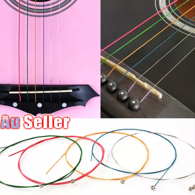 Guitar Strings Color Acoustic Set of 6 Rainbow