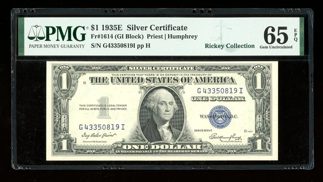 DBR 1935-E $1 Silver Gem Fr. 1614 GI Block PMG 65 EPQ Serial G43350819I