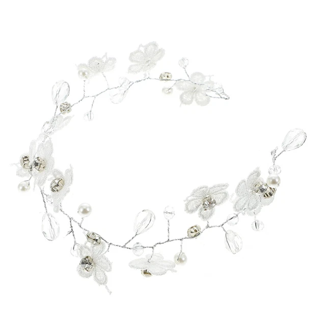 Fascia cristallo sposa strass copricapo gioielli per capelli fiore pizzo matrimonio
