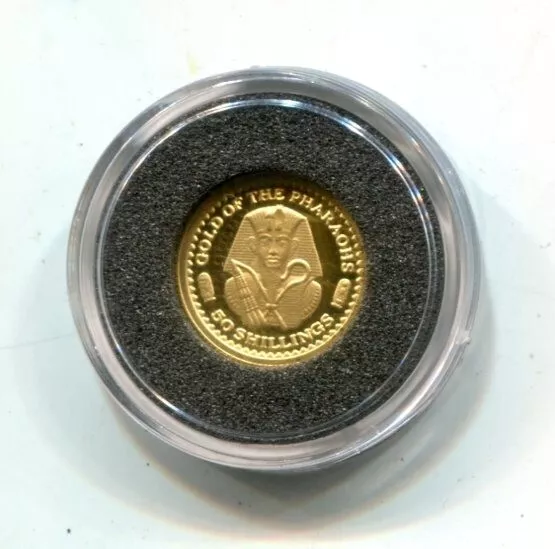 New 2002- Gold Of The Pharoahs  1.24 Grams Au 24 Kt In Capsule Stunning Coin