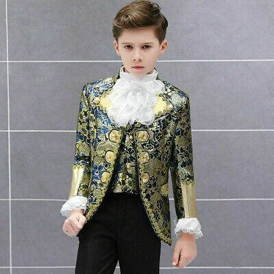 Bambini 3 Pezzi Suit Giacca Blazer Gilet Pantaloni Medievale Prince Costume