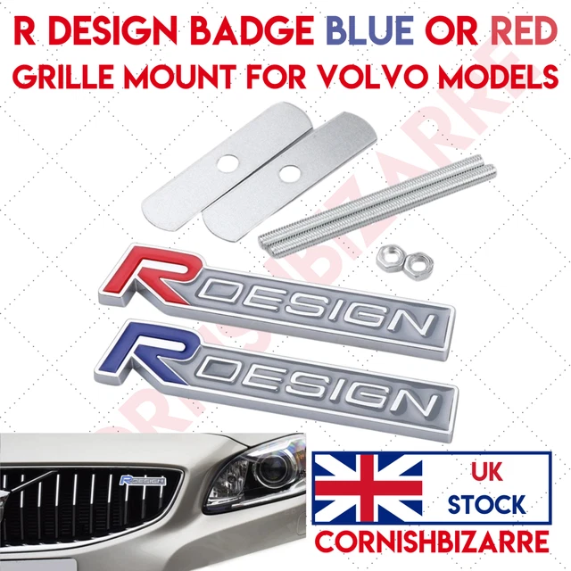 R Design Badge Red Or Blue Grill Mount Fits Volvo Xc60 V70 S60 V40 V60 C30 V50