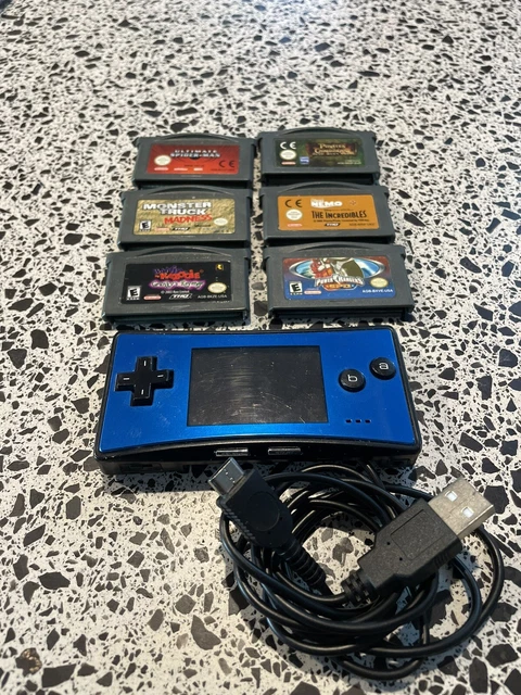 NINTENDO GAMEBOY MICRO Blue W/ Charging Cable Games! Tested