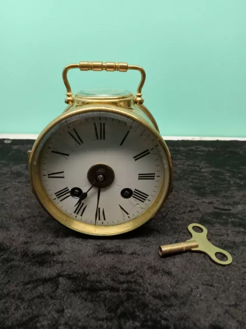 Antique JAPY FRERES  Brass French Drum Carriage Clock time & bell strike
