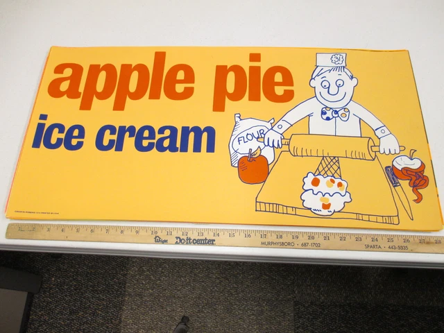 Baskin Robbins ice cream 1972 store display sign poster APPLE PIE rolling pin