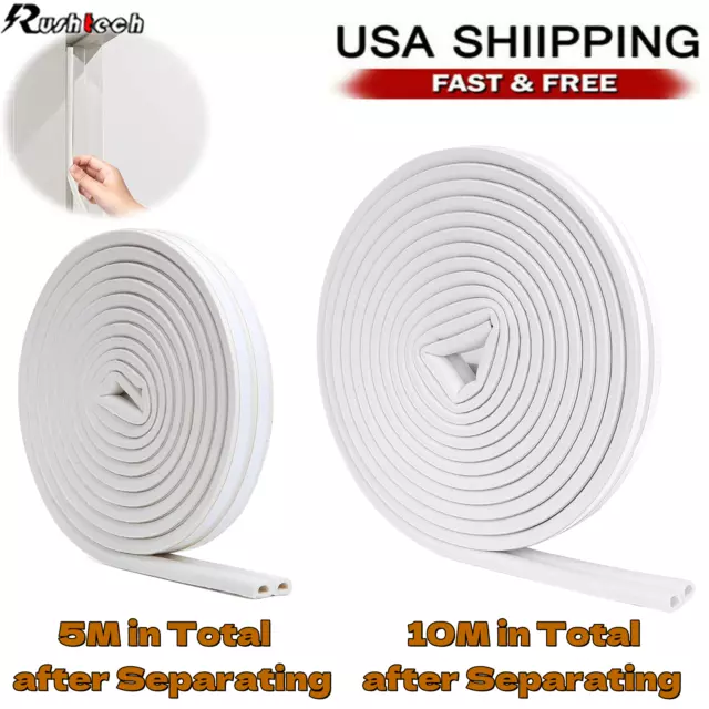 Self-Adhesive Door Window Weather Stripping Insulation Seal Strip White US