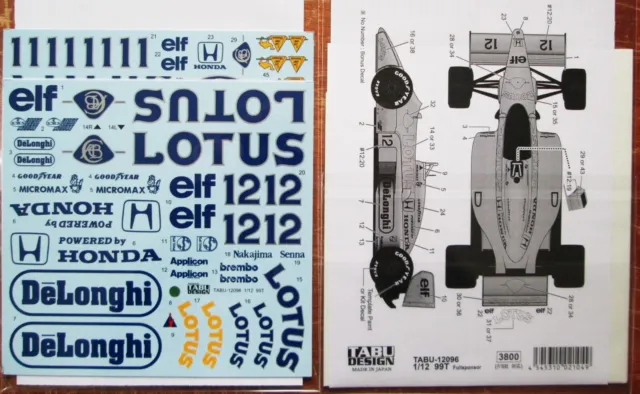 Decal: 1/12 12096 Lotus 99T Full Sheet Nunu Kit