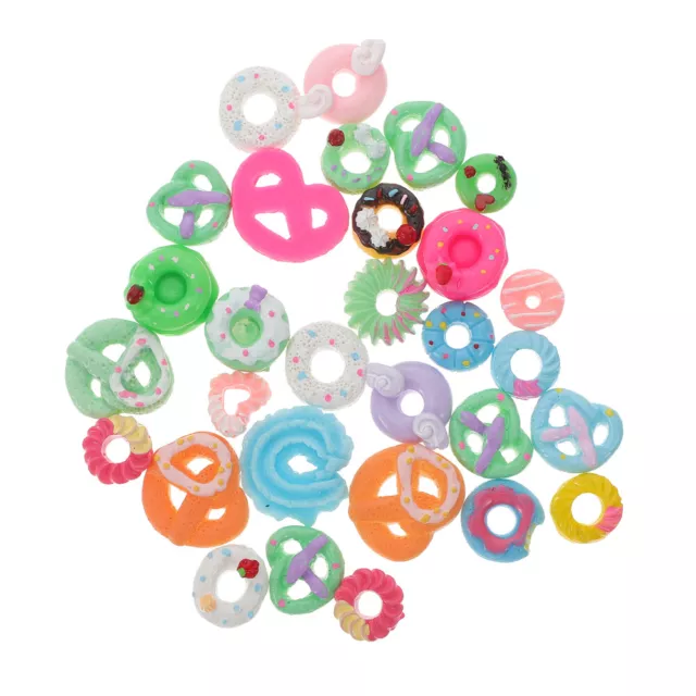 30 piezas Donut Charms resina postre perlas materiales de joyería (mezclados)
