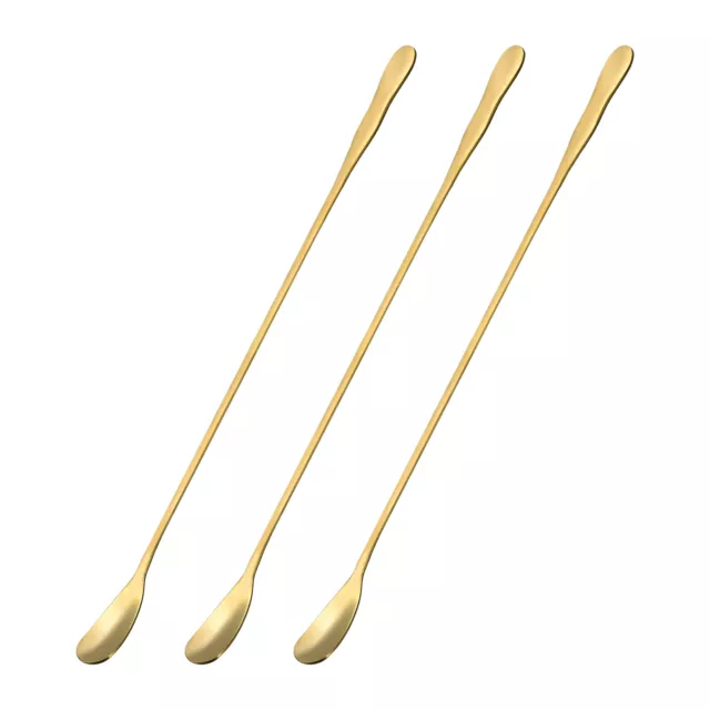 Stainless Steel Stirring Spoon, 3Pcs 10.24-Inch Long Handle Spoon (Gold)