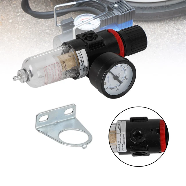 AFR-2000 1/4" Air Compressor Filter Water Separator Trap Tools W Regulator Gauge