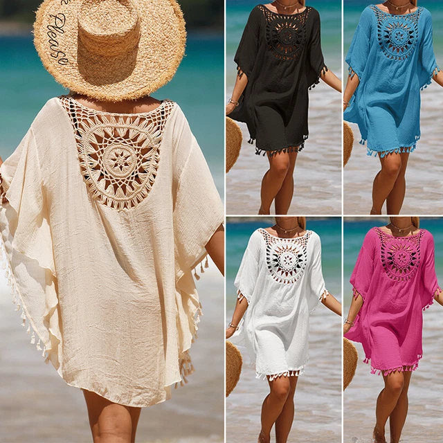 Damen Strand Cover-Up Kleid - Übergroßes Bikini Oberteil, Afrikanischer Style, Chiffon