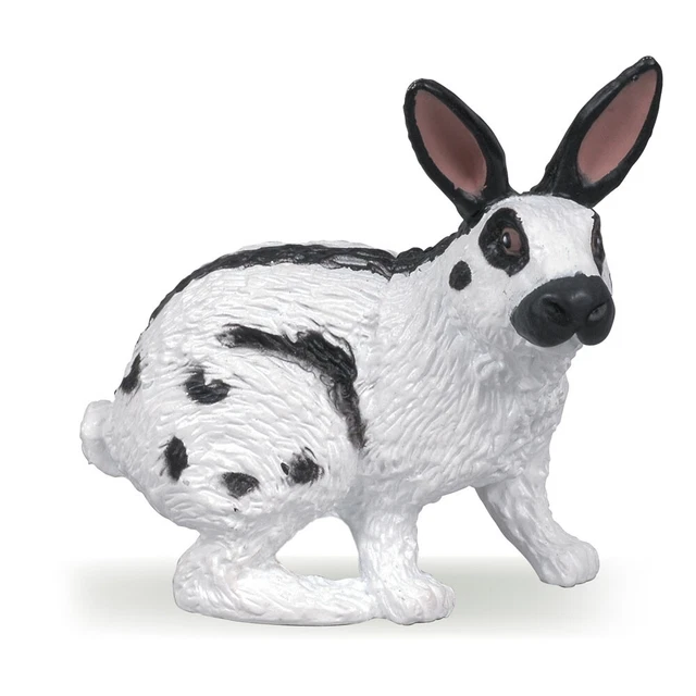 PAPO Farmyard Friends English Spot Papillon Rabbit Toy Figure, Black/White (5102