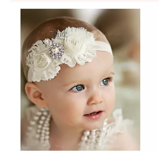 FASCIA CAPELLI BAMBINA neonata bianco /rosa cerimonia matrimonio feste  battesimo EUR 4,90 - PicClick IT