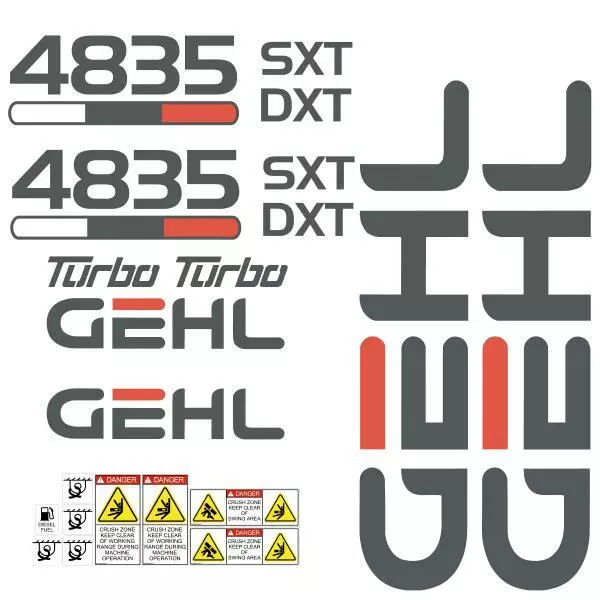 Gehl 4835 SXT DXT Skid Steer loader, laminated, repro decals sticker set kit