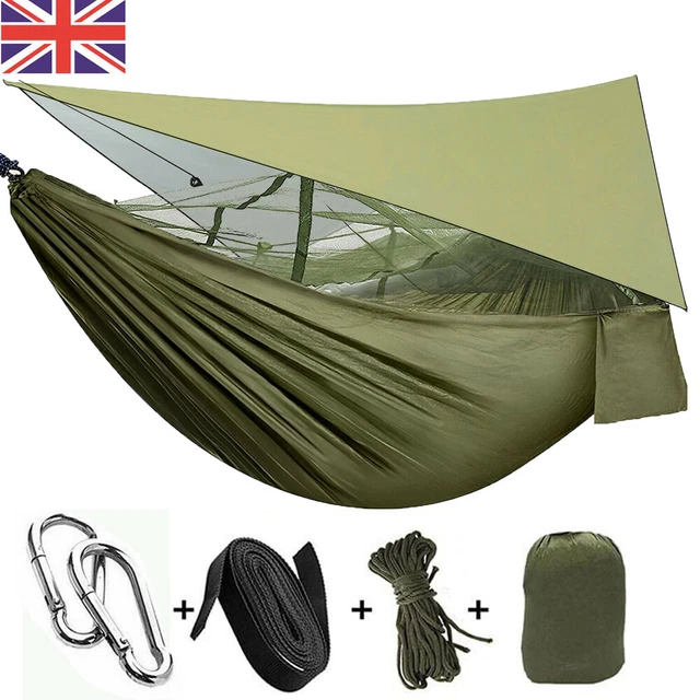 Double Person Camping Hammock With Mosquito Net+ Rain Cover Tent Tarp Waterproof