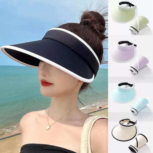 Mens Womens Visor Sun Hat Wide Brim Hat Golf Tennis Beach Adjustable Sports Caps