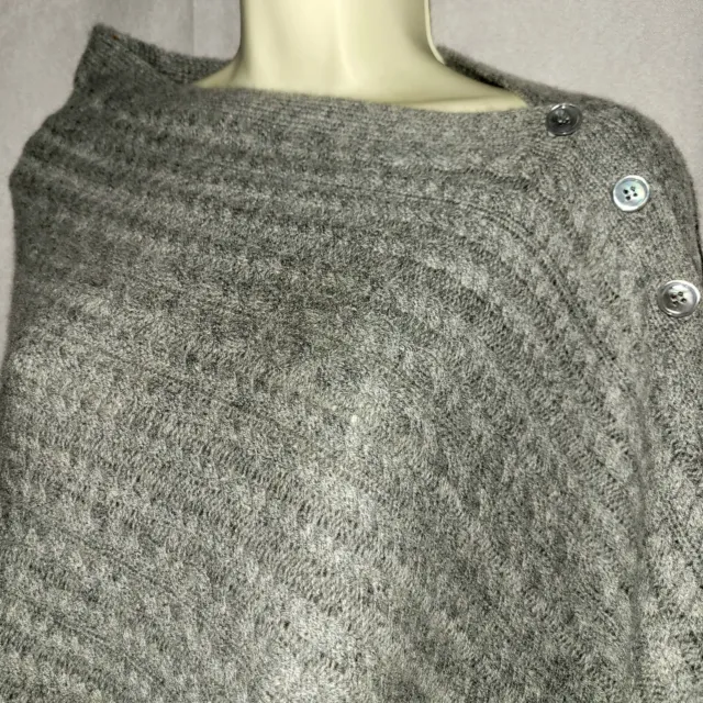 Sofia Cashmere Cashmere Cable Knit Sweater Poncho Cape Wrap OS