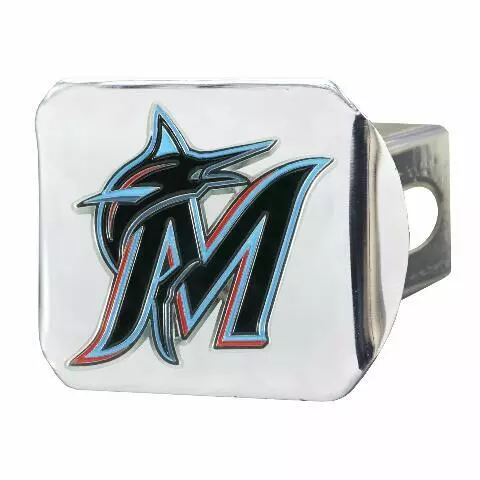 Fanmats 26630 Mlb - Miami Marlins Color Hitch Cover - Chrome