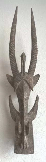 Devil-Horned Tribal Wood Carving Senufo Firespitter Helmet Mask Cote D'ivoire