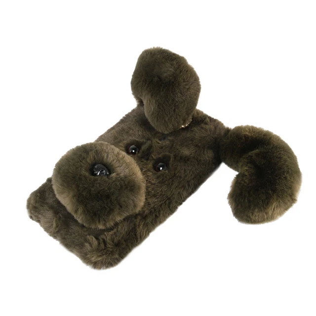 Doux chien en peluche à motifs cas de téléphone mignon mode hiver garder
