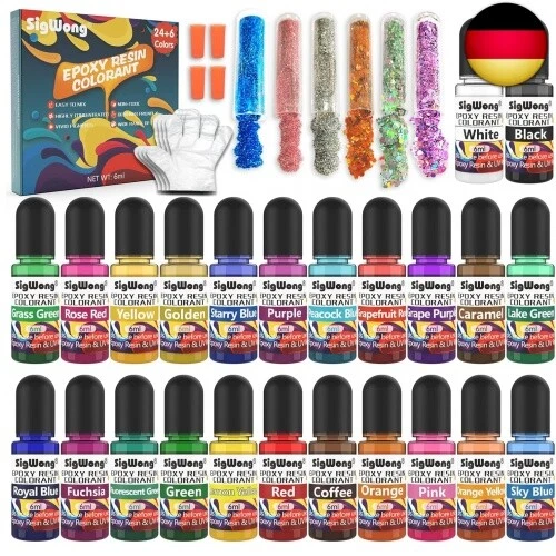 Epoxidharz Farbe Set - 24 Farben Flüssiger Epoxidharz Pigment Farbstoff für E