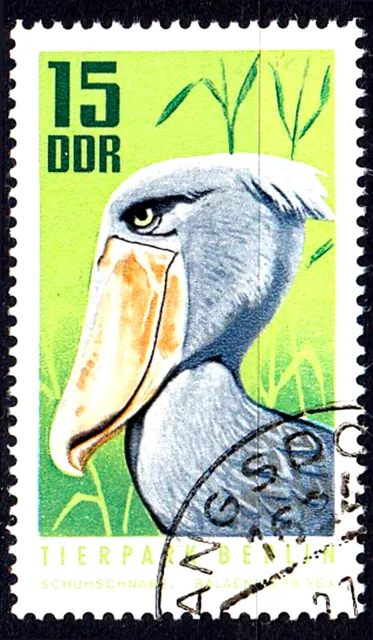 Deutschland DDR gestempelt Schuhschnabel Vogel Afrika Sumpf Tier Wildtier / 3316