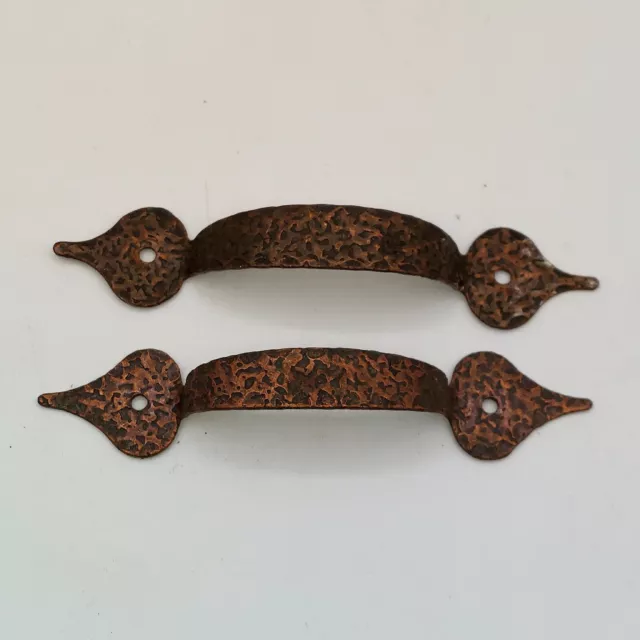 5" Salvage Vintage Hammered Brown Metal Cabinet Door Knob Drawer Pulls