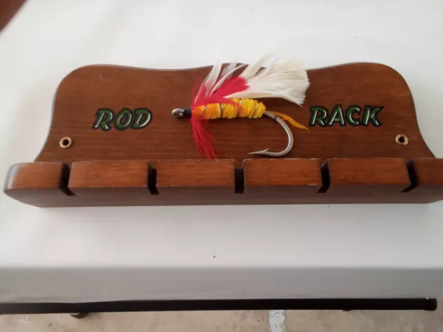 VINTAGE WOODEN FISHING Rod Rack Cornwall Wood Products $14.99 - PicClick