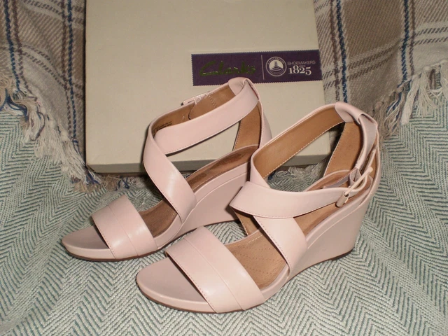 Clarks pink clearance wedge sandals