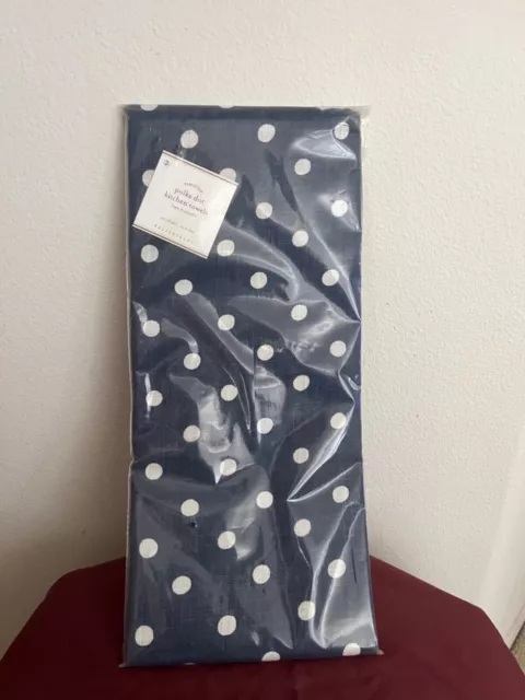 POTTERY BARN WOVEN Kitchen Towels Set of 2 Blue Polka Dot NWT 29.99 PicClick