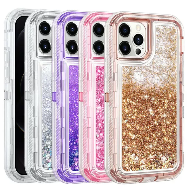 Shockproof Liquid Glitter Bling Case For iPhone 15 14 Pro Max 13 12 11 XR XS 876