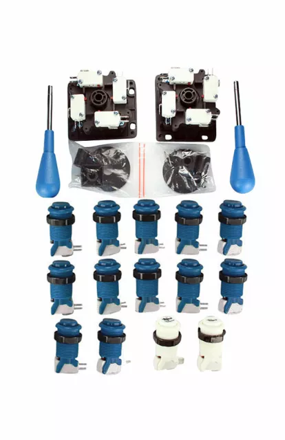Happ Arcade Control Panel Blue Kit - 14 Buttons & 2 Ultimate Joysticks Happ Arcade Control Panel Blue Kit - 14 Buttons & 2 Ultimate Joysticks