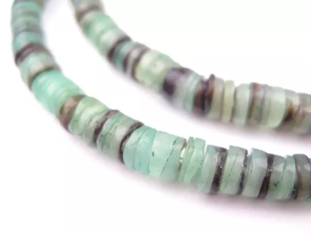 Fern Green Natural Shell Heishi Beads 5mm 27 Inch Strand