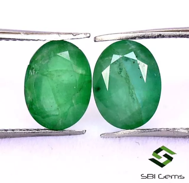 2.54 Cts Certified Natural Emerald Oval Cut Pair 8x6 mm Untreated Loose Gemstone