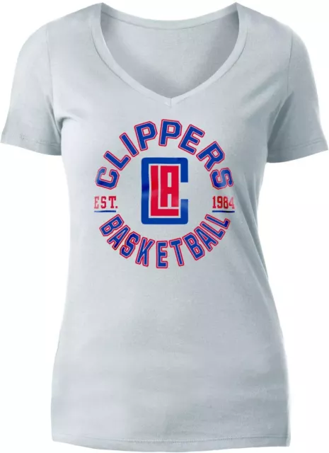 5th & Ocean Women's MLB LA Clippers V-Neck Short Sleeve T-Shirt White LARGE