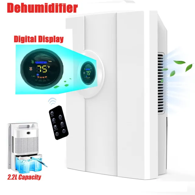 2.2L Dehumidifier Portable Quiet Home Air Dryer for Mould Moisture Damp RemoteUK